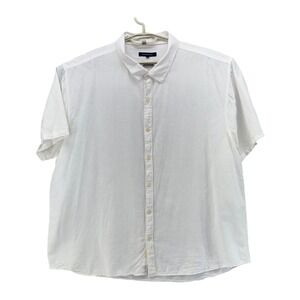 Peacocks Mens Linen Button‎ Up Shirt XXXL UK Off White Summer Classic Timeless